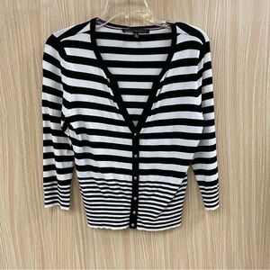 White House Black market white and black stripe cardigan size medium